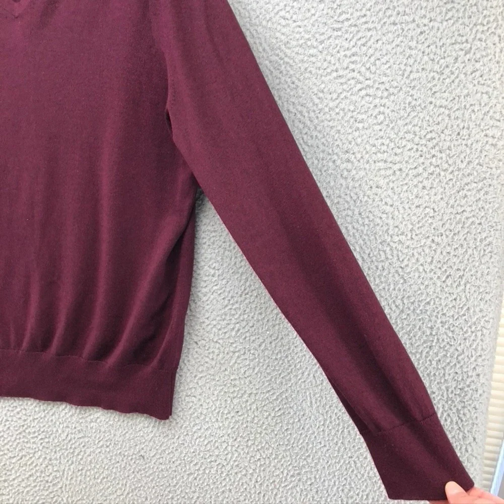 Banana Republic Sweater Mens Large Adult‎ Burgundy Silk Cotton Cashmere V-Neck L